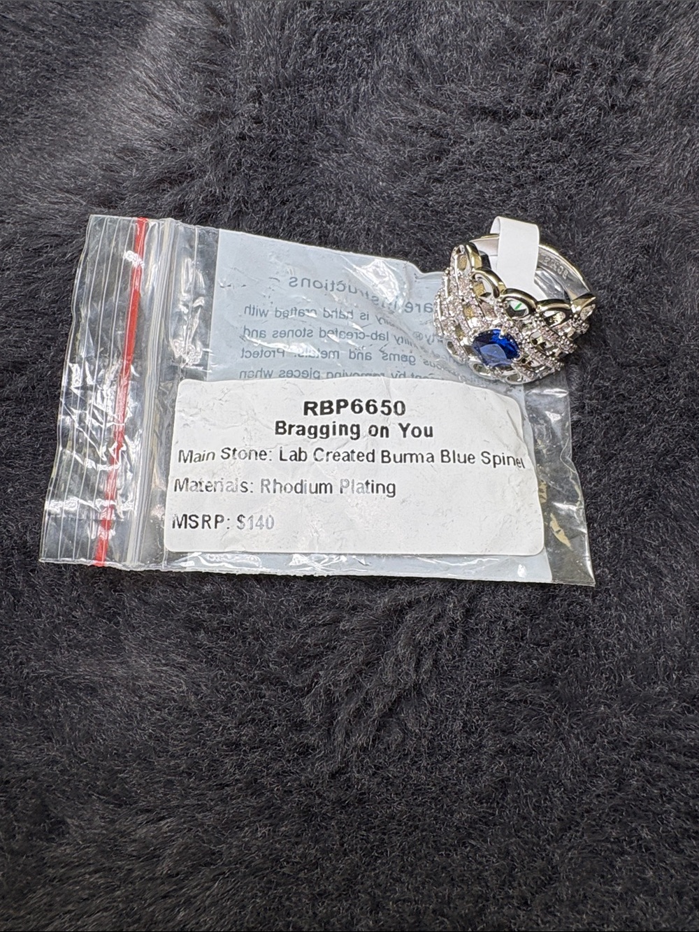 Bragging on You Women’s Rhodium-Plated Ring with Blue Spinel